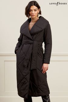 Love & Roses Black Shawl Collar Duvet Puffer Coat (P87485) | €39