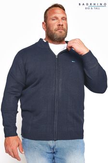 BadRhino Big & Tall Blue Essential Full Zip Knitted Jumper (P88293) | ₪ 86