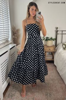 Style Cheat Monochrome Tillie Cotton Belted Midi Dress (P88321) | 78 €