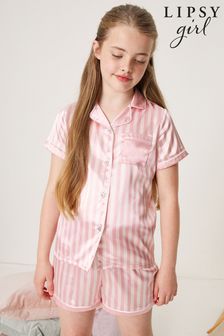 Розовый в однотонную полоску - Атласный пижамный комплект Lipsy  (P88776) | 10 610 тг - 13 960 тг