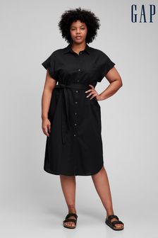 Черный - Платье-рубашка миди из смеси льна и хлопка Gap (P88781) | €29