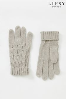 Gri - Mănuși Lipsy tricotate cu torsade (P88816) | 79 LEI