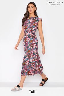 Long Tall Sally Pink Ditsy Frill Sleeve Midi Dress (P88928) | 54 €