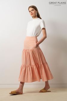 Great Plains Orange Classic Ginham Skirt (P89206) | €39