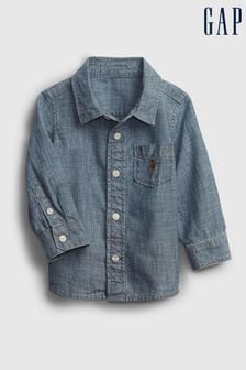 Gap Blue Button-Up Pocket Long Sleeve Shirt (P89255) | €9