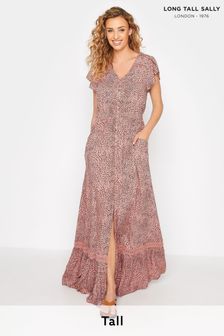 Long Tall Sally Pink Blush Print Button Maxi Dress (P90138) | €29