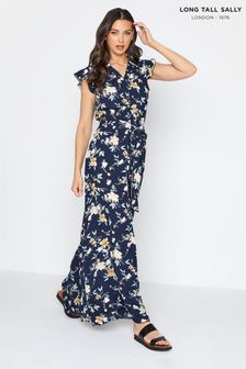 Long Tall Sally Blue Floral Frill Maxi Dress (P90142) | ₪ 186