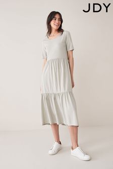JDY Grey Tiered Midi T-Shirt Dress (P90596) | ₪ 93
