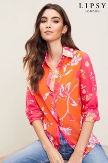 Lipsy Pink Orange Floral Regular Printed Shirt (P90612) | SGD 54