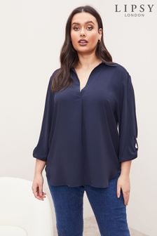 Curve, Marineblau - Lipsy Bluse mit Schlitz am Ausschnitt (P90651) | 37 €