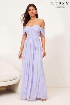 Lipsy Purple Bridesmaid Drape Bust Maxi Dress (P90760) | OMR35