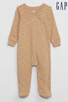 Gap Brown Print Long Sleeve Baby Sleepsuit (Newborn - 9mths) (P91070) | €25