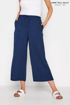 Long Tall Sally Navy Washed Twill Crop Trousers (P91095) | €34