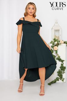 שחור - שמלה ללא כתפיות עם סיומת אחורית ארוכה של Yours למידות גדולות (P91166) | ‏210 ₪