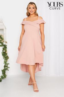 Yours Curve Pink High Low Bardot Dress (P91173) | €24
