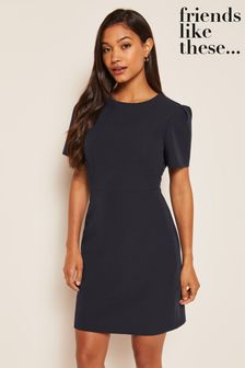 Friends Like These Navy Short Sleeve Tailored Shift Dress (P91188) | €20.50
