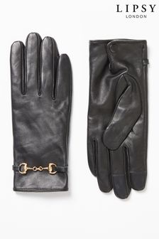 Lipsy Black Luxe Real Leather Gloves (P91352) | 8 BD