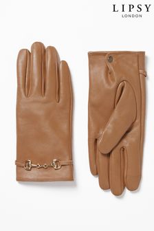 Lipsy Camel Luxe Real Leather Gloves (P91353) | 8 BD