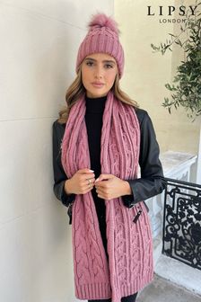Lipsy Pink Cosy Cable Knit Scarf (P91396) | 7,080 Ft