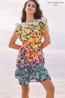 Mary Katrantzou x Lipsy Black Bright Floral Frill Sleeve Dress (P91960) | INR 5,471