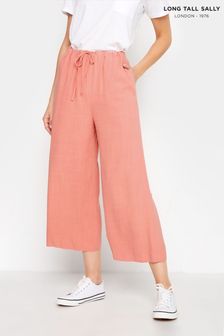 Long Tall Sally Orange Crop Linen Blend Wide Leg Trouser (P92213) | €34