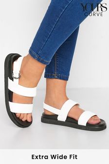 Yours Curve White Limited Extra-Wide Fit Chunky Double Strap Sandal (P92295) | €18