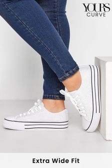 Yours Curve Silver Extra-Wide Fit Canvas Glitter Flatform Trainer (P92315) | 28 €
