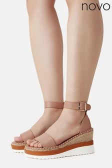 Novo Blush Pink Beckey Contrast Espadrille Sole Wedge Sandal (P92375) | 43 €