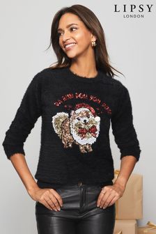 Čierna - Lipsy Christmas Crew Neck Knitted Jumper (P92384) | €31