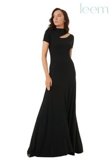 leem Black Open Cut Shoulder Dress (P92842) | ₪ 512
