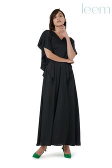 leem Black Frilled Shoulder Back Cord Dress (P92850) | €50