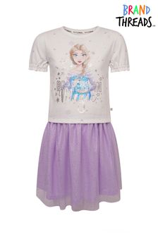Brand Threads Purple Disney Frozen Girls BCI Cotton Daywear Set Ages 4-8 (P92898) | €18.50