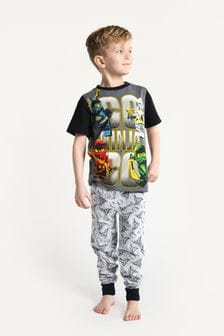 Brand Threads Black Lego Ninjago Licensing Boys BCI Cotton Pyjamas (P92923) | €10.50