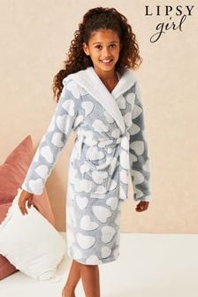 Lipsy Grey Heart Borg Embroidered Dressing Gown (P93051) | €38 - €47