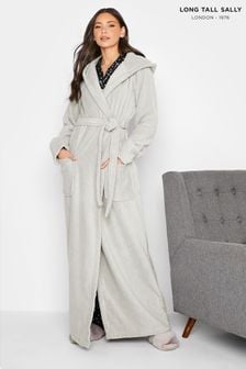Long Tall Sally Grey Micro Cotton Hooded Maxi Robe (P93080) | $143