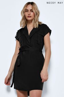 Noisy May Black Tencel Belted Shirt Dress (P93124) | $55