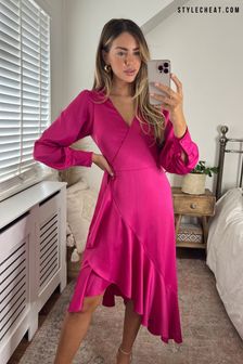 Style Cheat Pink Charlotte Wrap Midi Dress (P93350) | 156 zł