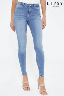 Albastru pal - Blugi skinny cu talie medie Lipsy Kate (P93501) | 280 LEI