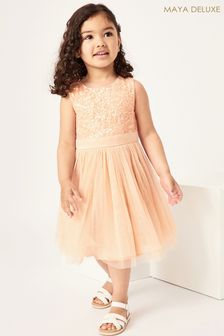 Maya Coral Pink Mini Delicate Sequin Sleeveless Dress With Satin Bow (P93719) | €69