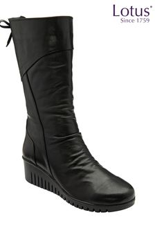 Lotus Footwear Black Casual Wedge Leg Length Boot (P94033) | 121 €