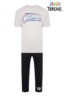 Brand Threads Grey WWE Mens BCI Cotton Pyjamas Sizes XS - XL (P94254) | ₪ 112