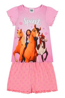 Kid Genius Pink Dream Works Spirit Girls Licensing Ruffle Short PJ Set (P94727) | €15