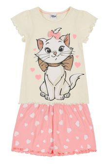 粉色Disney Marie - Kid Genius女童授權印花皺摺短睡衣套裝 (P94730) | HK$100