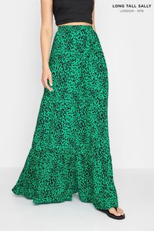 Long Tall Sally Green Animal Print Maxi Skirt (P95035) | $63