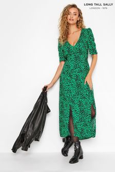 Long Tall Sally Green Animal Print Tea Dress (P95036) | $74