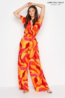 Long Tall Sally Orange Swirl Print Jumpsuit (P95054) | €27