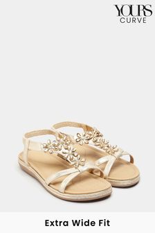 Yours Curve Gold Extra-Wide Fit Flower Cross Strap Sandal (P95093) | 35 €