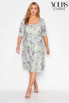 Yours Curve Green Floral Square Neck Dress (P95142) | €27