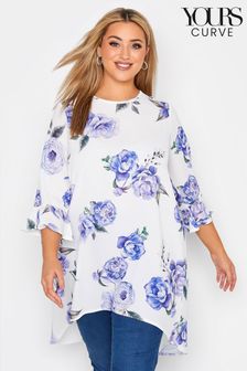 Yours Curve White Floral Fluted Sleeve Tunic (P95146) | 44 €