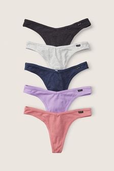 Victoria's Secret PINK Grey/Purple/Pink Thong Cotton Knickers Multipack (P95220) | €39